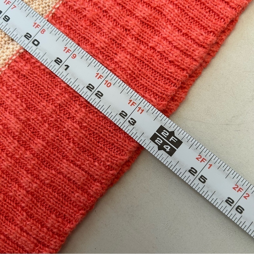 Ricki’s Sweater Lightweight Cotton Open Weave Coral Orange Stripes Size Small - Picture 11 of 15